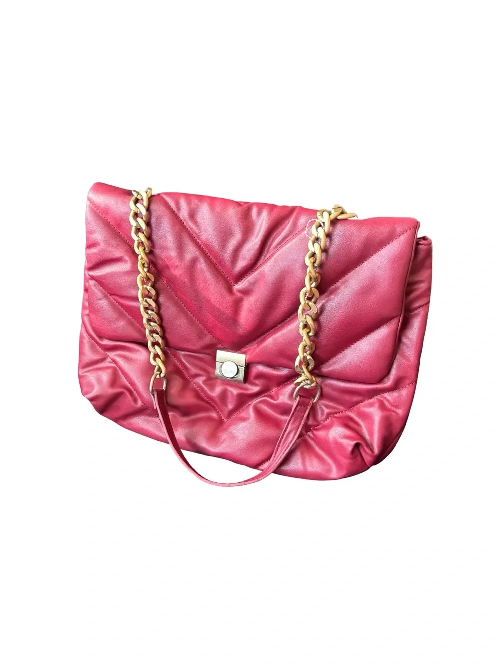 Quilted Pink Chain-Handle Shoulder Bag